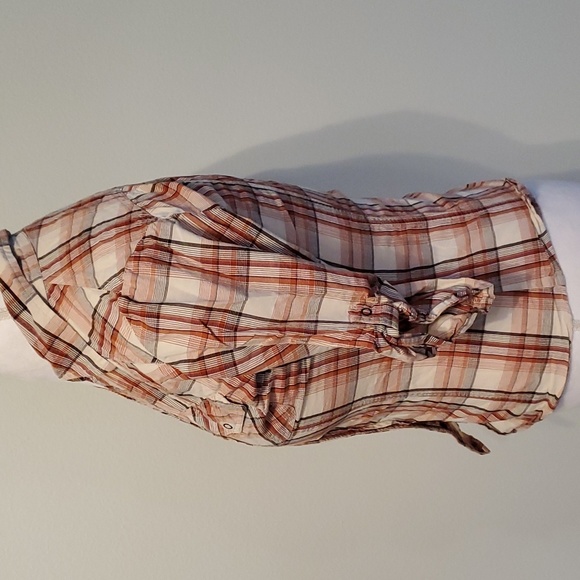 Orange Plaid Snap button down - Picture 3 of 8